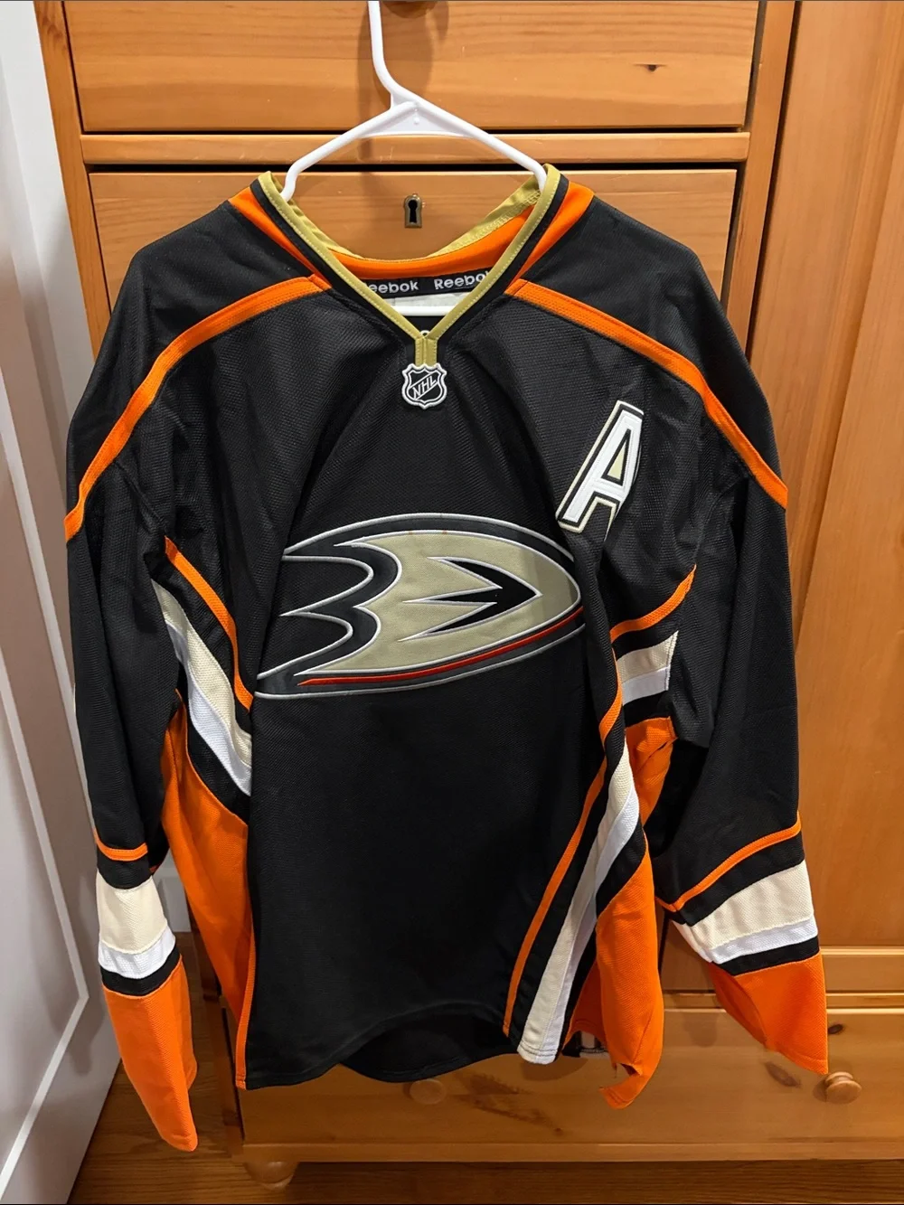 Reebok Anaheim Ducks Black, Orange & Cream Alternate Selanne Jersey
